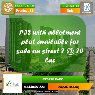 250 Sq. Yards Residential Plot for Sale in Precinct 32 -  Bahria Town, Karachi - (BP-175259)
