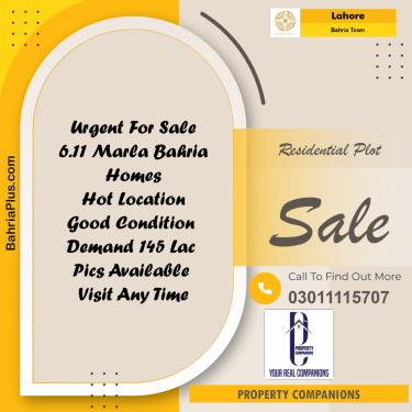 Residential Plot for Sale in Sector E - Bahria Homes -  Bahria Town, Lahore - (BP-175334)