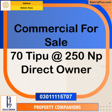 Residential Plot for Sale in Sector F - Tipu Sultan Block -  Bahria Town, Lahore - (BP-175337)