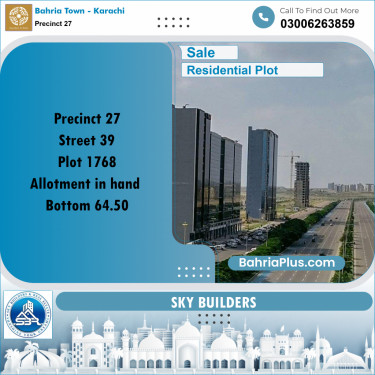 Residential Plot for Sale in Precinct 27 -  Bahria Town, Karachi - (BP-175430)