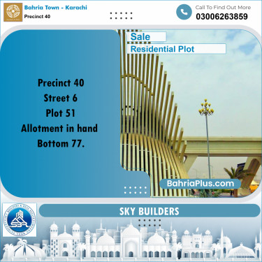Residential Plot for Sale in Precinct 40 -  Bahria Town, Karachi - (BP-175437)