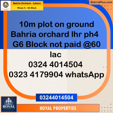 Residential Plot for Sale in Phase 4 - G6 Block -  Bahria Orchard, Lahore - (BP-175466)