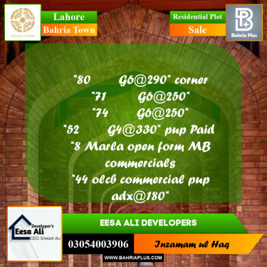 Residential Plot for Sale in Phase 4 - G6 Block -  Bahria Orchard, Lahore - (BP-175482)