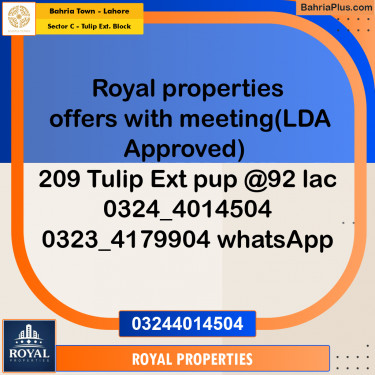 Residential Plot for Sale in Sector C - Tulip Ext. Block -  Bahria Town, Lahore - (BP-175485)