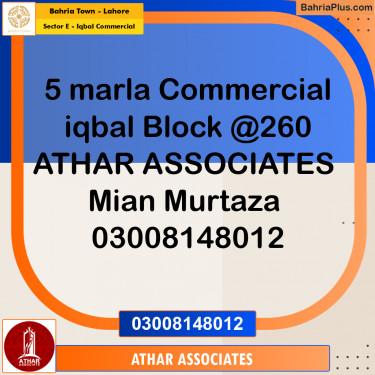 Commercial Plot for Sale in Sector E - Iqbal Commercial -  Bahria Town, Lahore - (BP-175515)