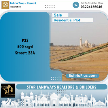 Residential Plot for Sale in Precinct 33 -  Bahria Town, Karachi - (BP-175562)
