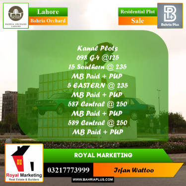 Residential Plot for Sale in Phase 4 - G4 Block -  Bahria Orchard, Lahore - (BP-175603)
