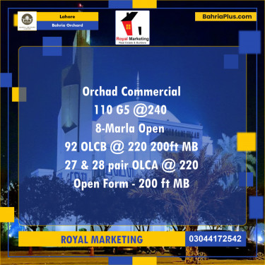 Residential Plot for Sale in Phase 4 - G5 Block -  Bahria Orchard, Lahore - (BP-175643)