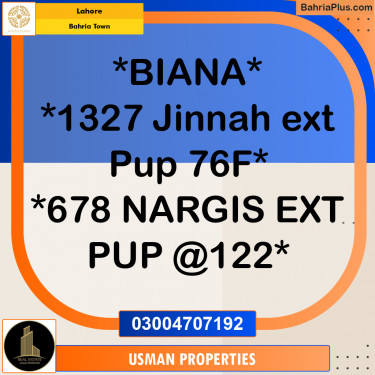 Residential Plot for Sale in Sector E - Jinnah Ext. Block -  Bahria Town, Lahore - (BP-175657)