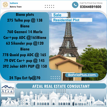 Residential Plot for Sale in Sector F - Talha Block -  Bahria Town, Lahore - (BP-175694)