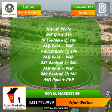Residential Plot for Sale in Phase 4 - G4 Block -  Bahria Orchard, Lahore - (BP-175747)