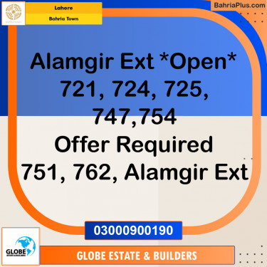 Residential Plot for Sale in Sector F - Alamgir Block -  Bahria Town, Lahore - (BP-175753)