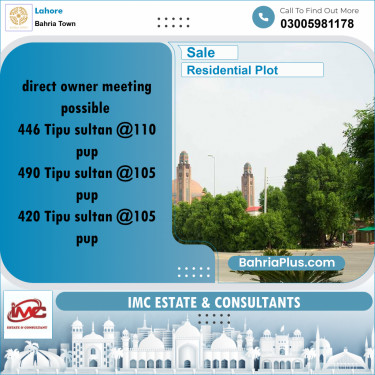 Residential Plot for Sale in Sector F - Tipu Sultan Block -  Bahria Town, Lahore - (BP-175796)