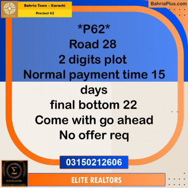 Residential Plot for Sale in Precinct 62 -  Bahria Town, Karachi - (BP-175833)