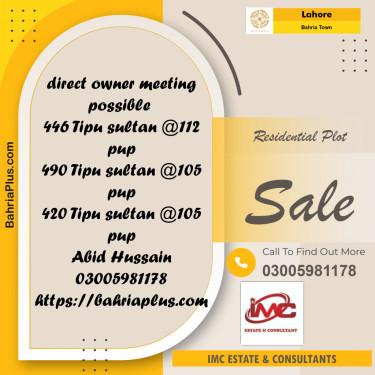 Residential Plot for Sale in Bahria Town, Lahore - (BP-175894)