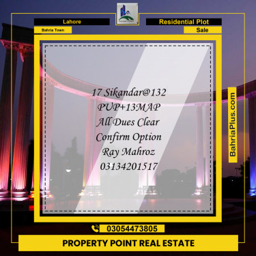 Residential Plot for Sale in Sector F - Sikander Block -  Bahria Town, Lahore - (BP-176050)