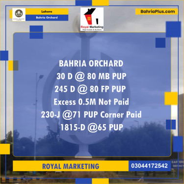 Residential Plot for Sale in Bahria Orchard, Lahore - (BP-176070)