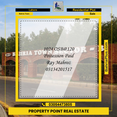 Residential Plot for Sale in Overseas B -  Bahria Town, Lahore - (BP-176072)
