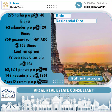 Residential Plot for Sale in Sector F - Talha Block -  Bahria Town, Lahore - (BP-176092)