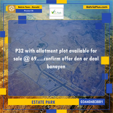 250 Sq. Yards Residential Plot for Sale in Precinct 32 -  Bahria Town, Karachi - (BP-176097)