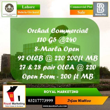 Commercial Plot for Sale in Bahria Orchard, Lahore - (BP-176130)