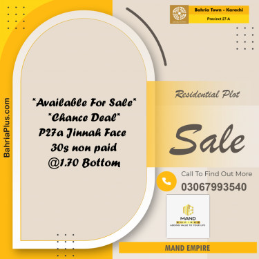 500 Sq. Yards Residential Plot for Sale in Precinct 27-A -  Bahria Town, Karachi - (BP-176139)