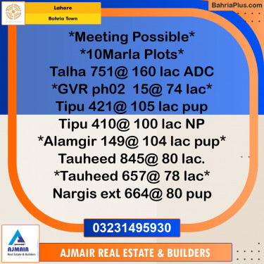 Residential Plot for Sale in Sector F - Talha Block -  Bahria Town, Lahore - (BP-176166)