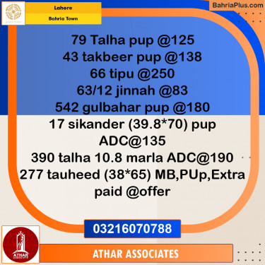 Residential Plot for Sale in Sector F - Talha Block -  Bahria Town, Lahore - (BP-176238)