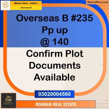 Residential Plot for Sale in Overseas B -  Bahria Town, Lahore - (BP-176265)