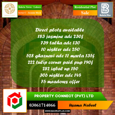 Residential Plot for Sale in Sector C - Jasmine Block -  Bahria Town, Lahore - (BP-176294)
