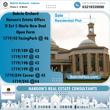 Residential Plot for Sale in Phase 2 - D Block -  Bahria Orchard, Lahore - (BP-176311)