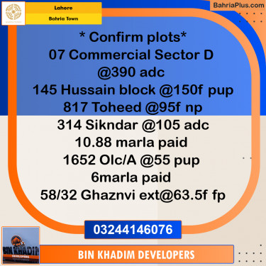 Residential Plot for Sale in Bahria Town, Lahore - (BP-176341)
