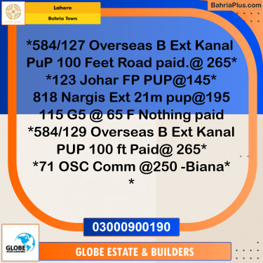 Residential Plot for Sale in Overseas B Ext -  Bahria Town, Lahore - (BP-176354)