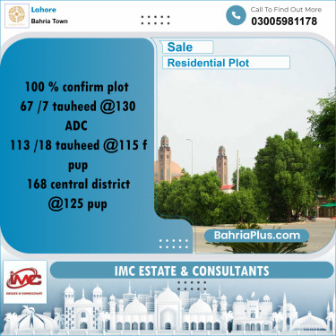 Residential Plot for Sale in Sector F - Tauheed Block -  Bahria Town, Lahore - (BP-176362)