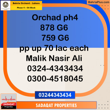 Residential Plot for Sale in Phase 4 - G6 Block -  Bahria Orchard, Lahore - (BP-176363)