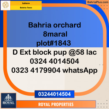 Residential Plot for Sale in Bahria Town, Lahore - (BP-176398)