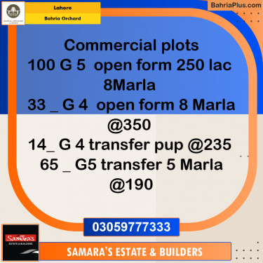 Commercial Plot for Sale in Bahria Orchard, Lahore - (BP-176415)