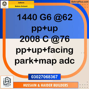 Residential Plot for Sale in Phase 4 - G6 Block -  Bahria Orchard, Lahore - (BP-176429)