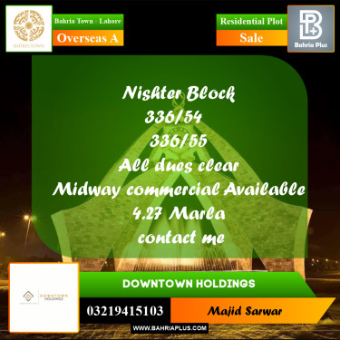 Residential Plot for Sale in Overseas A -  Bahria Town, Lahore - (BP-176440)
