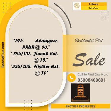 Residential Plot for Sale in Sector F - Alamgir Block -  Bahria Town, Lahore - (BP-176470)