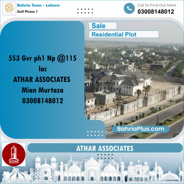 Residential Plot for Sale in Golf Phase 1 -  Bahria Town, Lahore - (BP-176500)