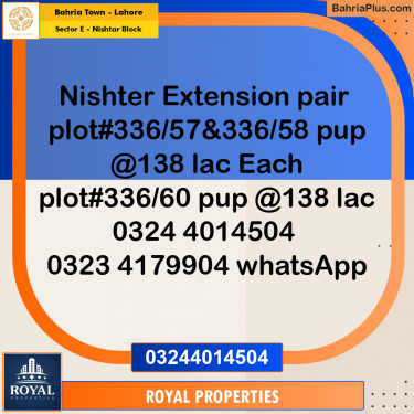 Residential Plot for Sale in Sector E - Nishtar Block -  Bahria Town, Lahore - (BP-176501)