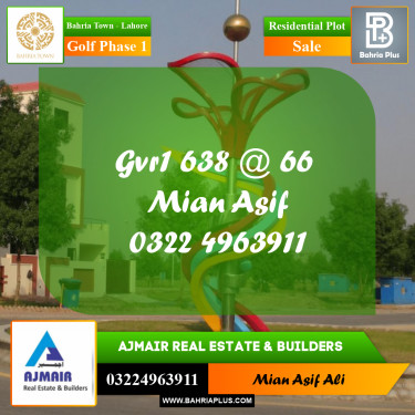 Residential Plot for Sale in Golf Phase 1 -  Bahria Town, Lahore - (BP-176552)