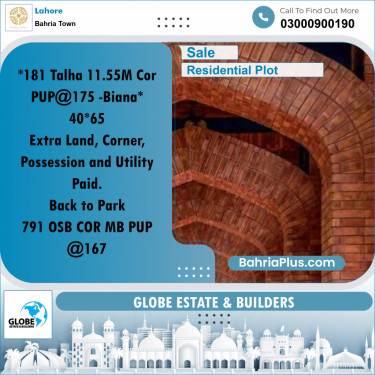 Residential Plot for Sale in Sector F - Talha Block -  Bahria Town, Lahore - (BP-176553)