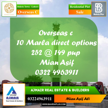 Residential Plot for Sale in Overseas C -  Bahria Town, Lahore - (BP-176561)