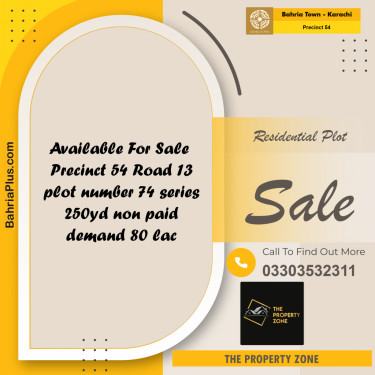 Residential Plot for Sale in Precinct 54 -  Bahria Town, Karachi - (BP-176584)