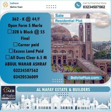 Residential Plot for Sale in Bahria Town, Lahore - (BP-176741)