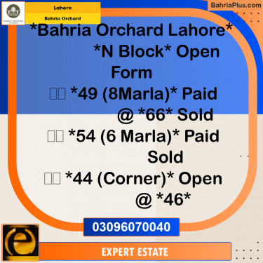 Residential Plot for Sale in Bahria Orchard, Lahore - (BP-176760)