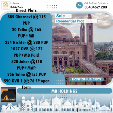 Residential Plot for Sale in Sector F - Ghaznavi Block -  Bahria Town, Lahore - (BP-176775)