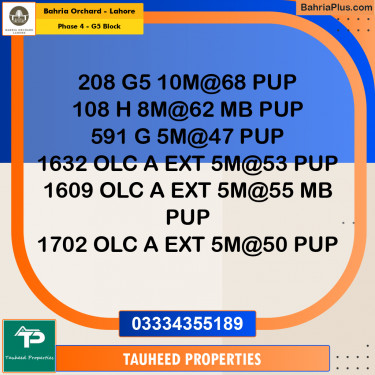 Residential Plot for Sale in Phase 4 - G5 Block -  Bahria Orchard, Lahore - (BP-176786)